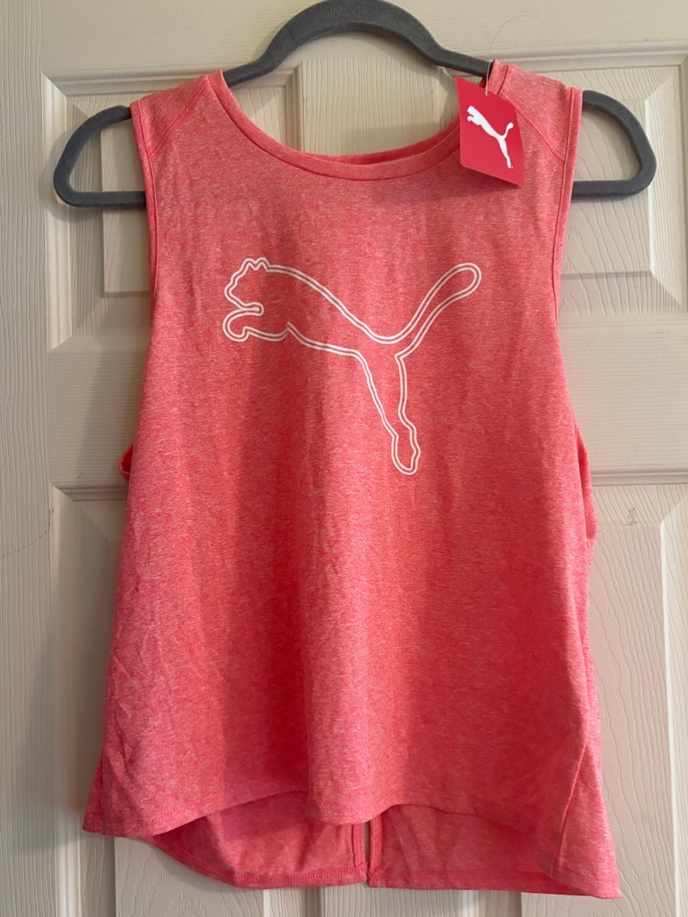 Puma Heather Coral Pink Logo Sleeveless Tank